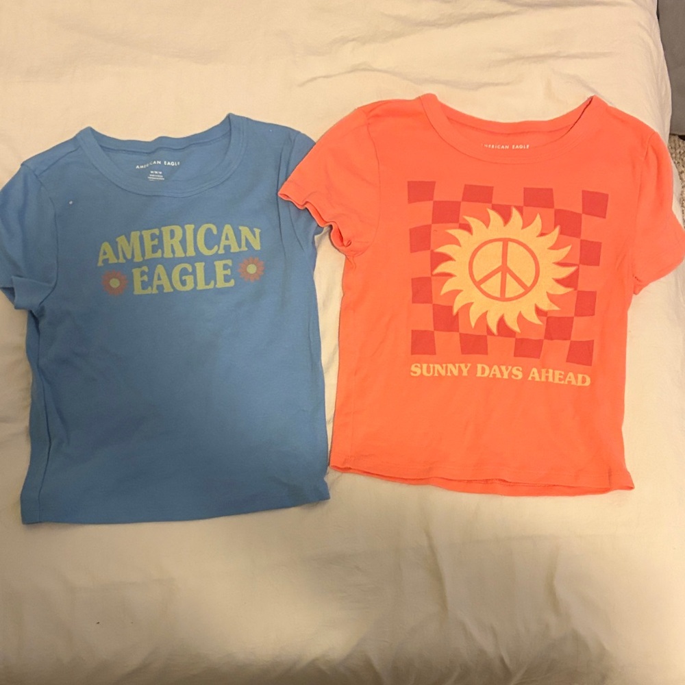 American Eagle Outfitters Blue and Orange T-Shirts